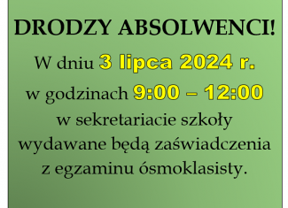 UWAGA ÓSMOKLASIŚCI!